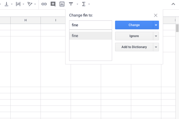 Vérification orthographique Google Sheets