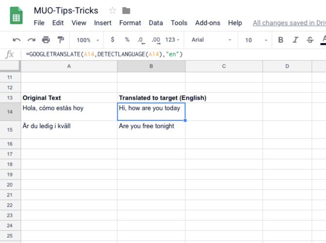 détecter automatiquement la langue sur Google Sheets